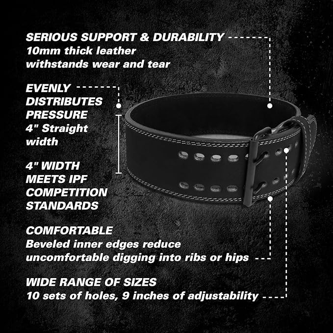 Harbinger Unisex 10mm Powerlifting Gym Belt for Weightlifting, Deadlifts,and Squats