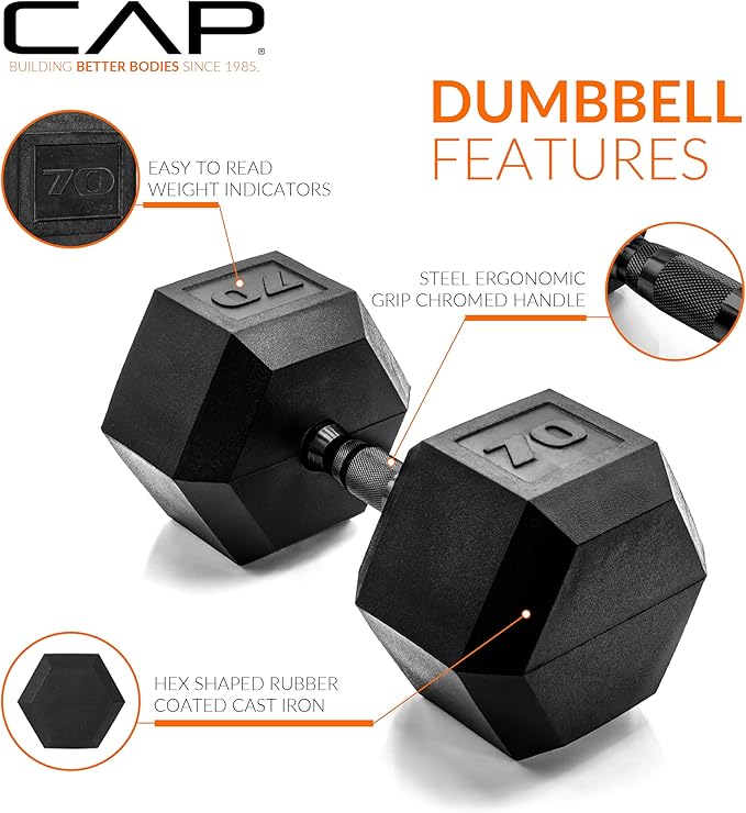 CAP Barbell Coated Dumbbell Weight | Multiple Options Pairs & Sets