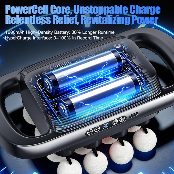 16 Head Massage Gun Set, Deep Tissue Percussion Massager with 3 Modes & 30 Levels, Muscle Massager Pain Relief, Percussion Massage Gun
