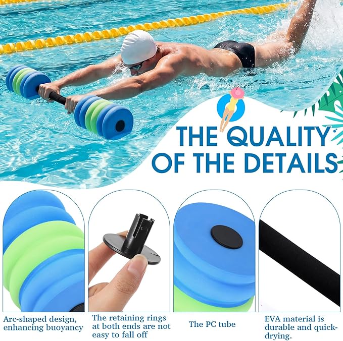 Soulchen 3 Pcs Long Aquatic Exercise Dumbbells Swim Barbells 25'' 29'' 33'' Foam Water Weight Dumbbell Pool Barbells with High Density EVA Foam for Swim Water Aerobics Fitness Loss