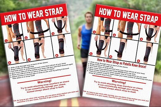 ATHLEDICT Knee Brace Compression Sleeve with Strap for Best Support & Pain Relief for Meniscus Tear, Arthritis, Running, Basketball, MCL, Jogging, Post Surgery Recovery for Men & Women, L