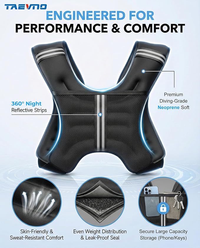 Weighted Vest, 6lb/8lb/12lb/16lb/20lb/25lb Weighted Vest Woman with Detachable Phone Pouch, Suitable for Women, Men, Ideal for Workout, Strength Training, Fitness, Running, Weight Loss, Walking
