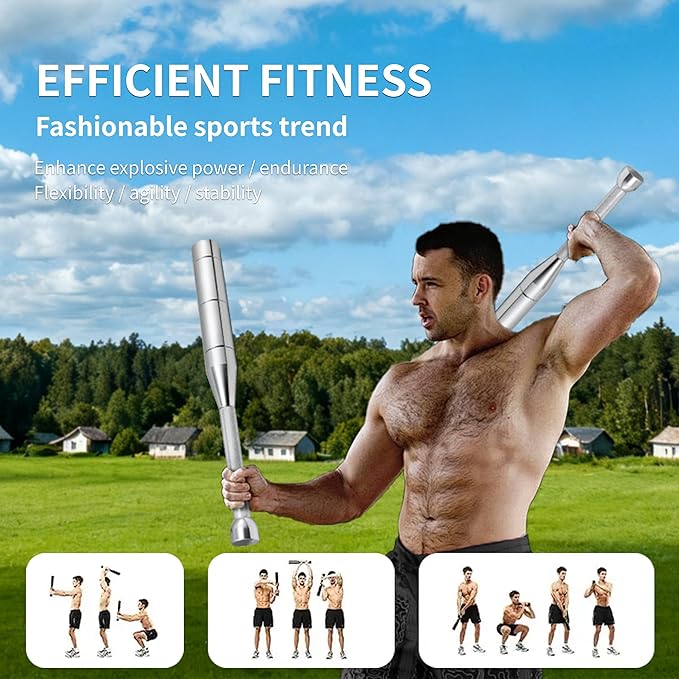 Adjustable Macebell & Pure Steel Barbell Set (6.5‑35 lbs) – 6‑in‑1 Indian Clubs & Barbell Kit for Full Body, Grip, Shoulder Training – Home Gym Strength Equipment with Anti‑Slip Grips