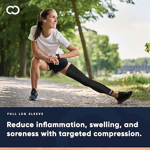Copper Compression Leg Compression Sleeve - Copper Infused Knee Stabilizer Brace for Running, Meniscus Tear, ACL, MCL, Arthritis, Joint Pain Relief - Thigh & Calf Support for Men & Women - Black - S