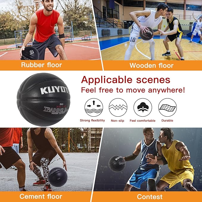 KUYOTQ 3LBS/3.3LBS/2.2LBS Weighted Heavy Training Basketball 29.5/28.5" in and Outdoor Improving Handling Dribbling Passing Rebounding Skill Composite Size 7/6 Weighted Training Basketball Equipment