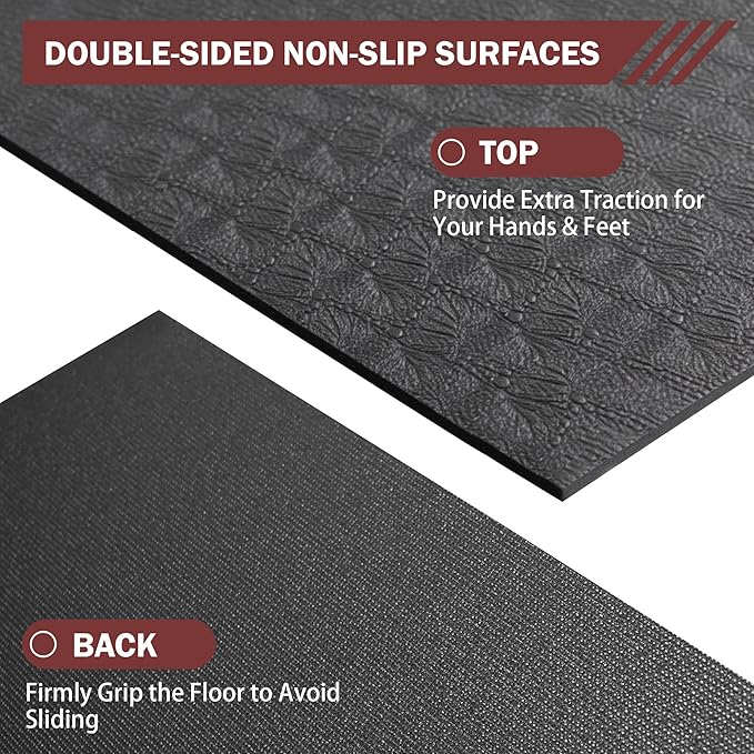 Stepwaver Extra Large Exercise Mat, 6'x4'/7'x5' /8'x5' (6mm) Thick Workout Mat for Home Gym & Garage Flooring, Shoe-Friendly, Non-Slip, Ultra Durable, Thick Large Workout Mats for Home Workouts