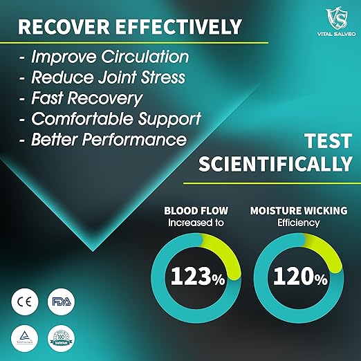VITAL SALVEO-Compression Recovery Knee Sleeve/brace C3-COMFORT, Pain Relief, Protects Joint - Ideal for Sports and Daily Wear(1 Pair)/XXL