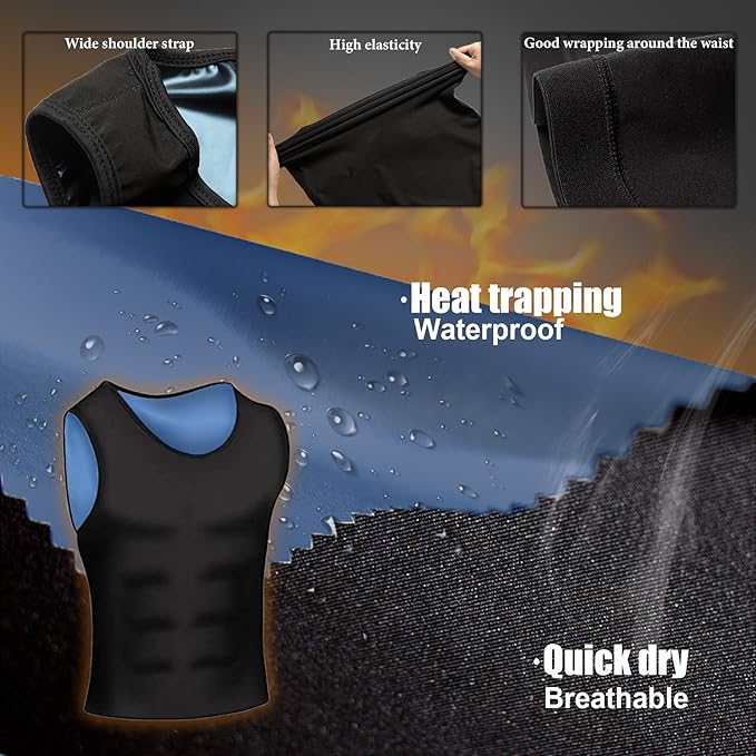 Sauna Vest for Men Waist Trainer, Sleeveless Mens Sweat Sauna Suit Shirt Compression Tank Top