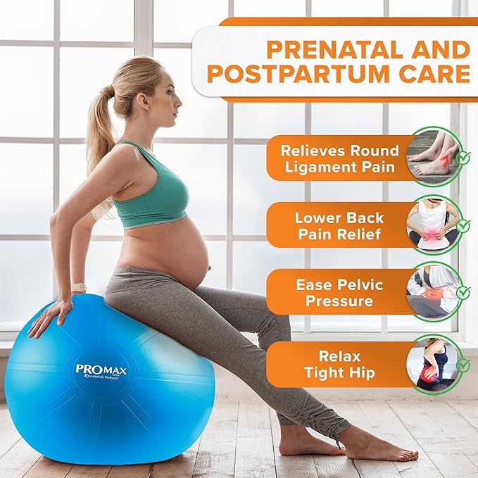SmarterLife PRO MAX Exercise Ball – Yoga, Stability & Balance Trainer for Core Workouts, Fitness, Physical Therapy, Pregnancy & Office Chair Support – Anti-Slip, Anti-Burst