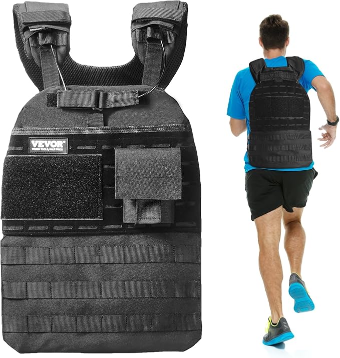 VEVOR Adjustable Weighted Vest, 11-20lb/20-32lbs/35lbs/40lbs Weight Vest with 6 Ironsand Weights and Reflective Stripe, Workout Equipment for Strength Training Running Jogging