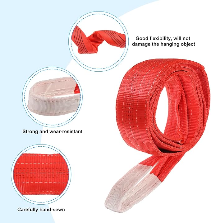 PATIKIL Lifting Slings Straps, 1 Pcs Polyester 12ft Heavy Web Slings Duty Flat Lifting Belts Pull Lifting Straps Slings Mount(11023lbs), Red
