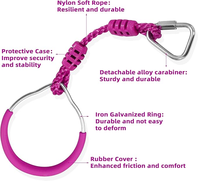 7 Colorful Ninja Ring Fitness Gymnastic Ring Outdoor Backyard Playground Training Equipment Play Set, Funny Jungle Gym Fist Hanging Swing Monkey Bars Ninja Warrior Obstacle Course Trapeze Accessories
