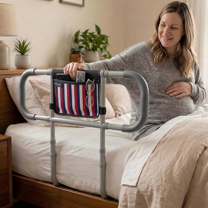 Bed Rails for Elderly Adults Safety; Extended Bed Cane for Seniors; Bedrails Stand Up Aid; Bedside HandRails Safety & Assisting Rails;Grab Bar Pull Up Assist for Bedroom; Height Adjustable