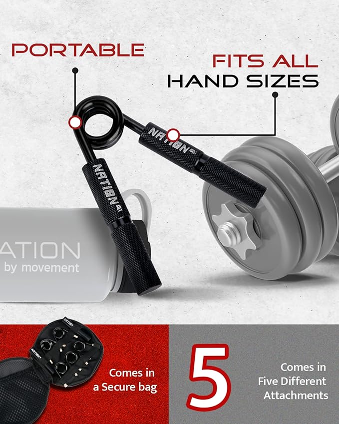 WOD Nation Adjustable Hand Grip & Forearm Strengthener - 100-300 lb, Platinum Black, V-Shape Wrap Handles - Wrist Strengthener - Hand Gripper Trainer - Heavy Duty Grip Trainer Set - Fitness Equipment