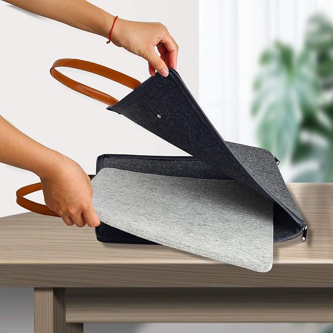 Rdutuok 17“x13.5” Wool Pressing Mat for Quilting with Carrying Case and Silicone Iron Rest pad,100% New Zealand Wool Felted Ironing Pad or Quilting Wooly Felted Iron Board for Retains Heat