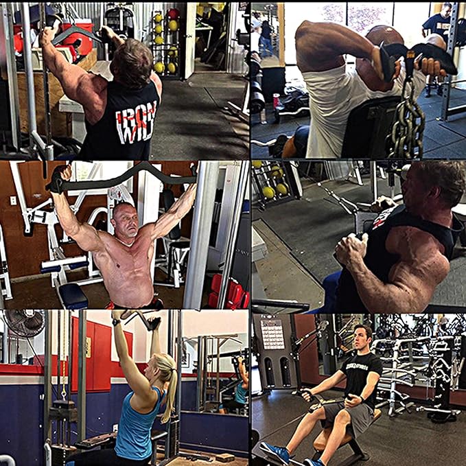 LAT Pull Down Bar for Cable Machine, LAT Pulldown Attachments T-bar V-bar Cable Attachment for Gym, Back Tricep Strength Training Handle
