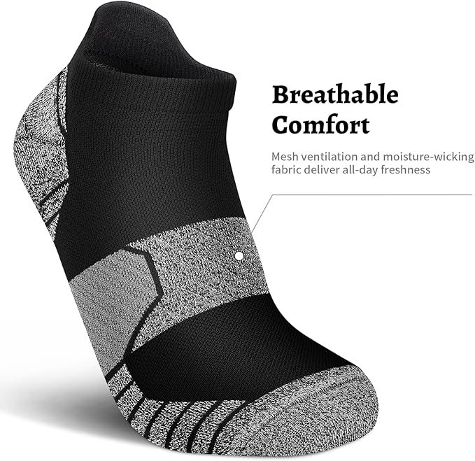 PAPLUS Compression Running Socks Women (6 Pairs), Ankle Athletic Socks Low Cut with Arch Support