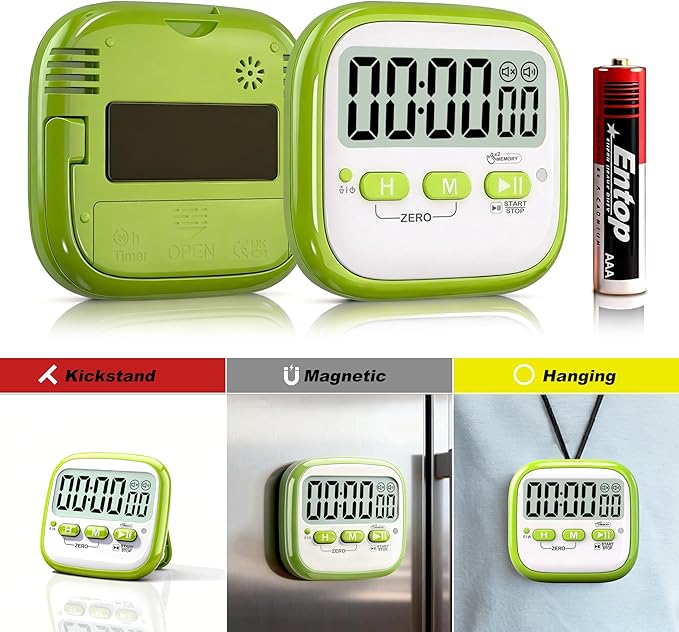 Antonki 2 Pack Classroom Timers for Kids Teachers, Magnetic Countdown Digital Kitchen Timer for Cooking, Study, Exercise, Games, Time Mangement - Loud/Silent Mode - Battery Included