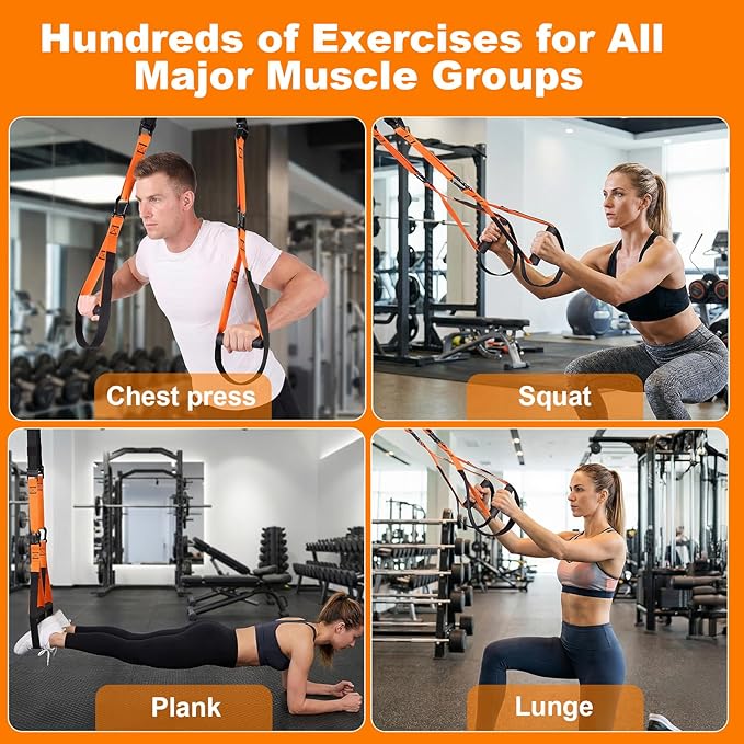 WELSPO Home Resistance Training Kit with 2 Resistance Bands, Exercise Guide & Door Anchor-350lb Capacity Nylon Bodyweight Straps for Full Body Workout, Strength Training & Travel Fitness