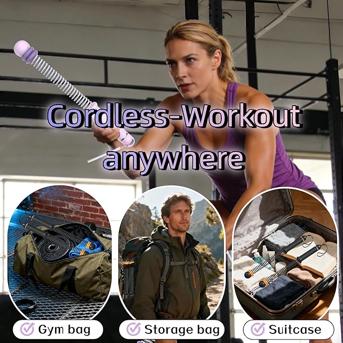 Adjustable Ropeless Battle Ropes for Home Gym for Men & Women, Quiet Air Resistance Heavy Duty Cordless Battle Rope,Exercise Ropes with Variable Resistance, Strength & Low-Impact Cardio for HIIT