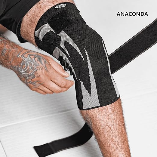 Anaconda Fightwear Knee Brace for Men and Women – Adjustable Knee Compression Sleeve with Gel Pad for Shock Absorption & Joint Support – Non-Slip Wrap for Athletic Training & Sports – Small