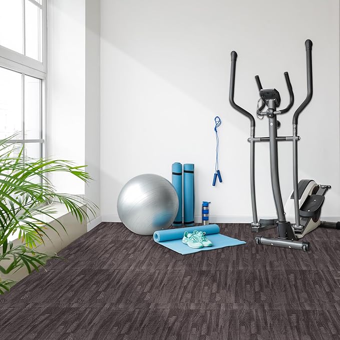 Sorbus 80 Sq. Ft. Wood Grain Floor Tiles Foam Mat EVA Interlocking Mats Tile 3/8-Inch Thick Flooring Wood Puzzle Exercise Mats w/Borders - Home Playroom Basement, Apartment, Trade Show, Baby, Dance