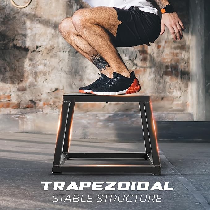 Yes4All Metal Plyo Box, Steel Plyometric Box - Sturdy, Anti-Slip, and Perfect for Home Gym Workouts - Combo 12in + 18in