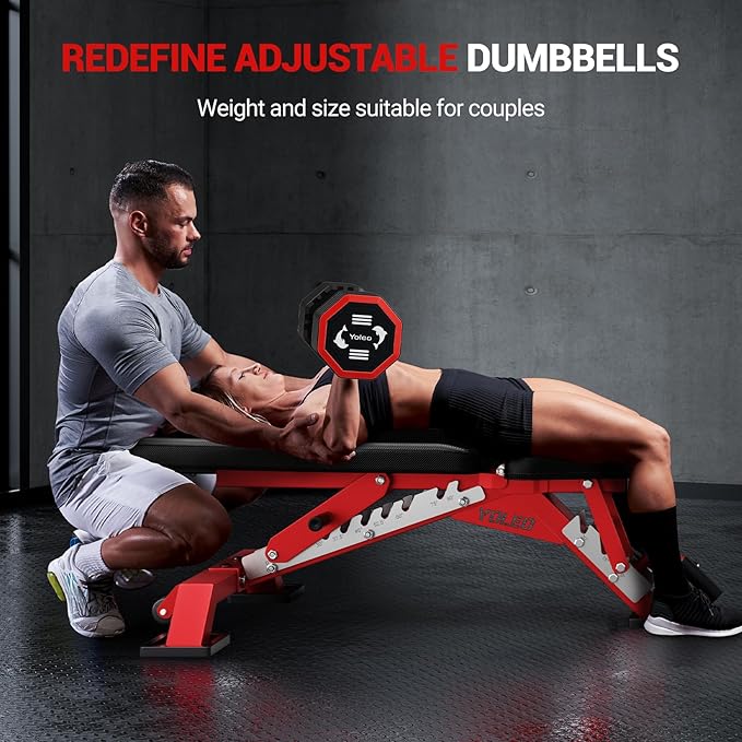 YOLEO Commercial Adjustable Weight Bench - MAX 2315LBS Heavy Duty Workout Bench for Home Gym, Flat/Incline/Decline Bench Press 2.4" Thick Pad (6-Step Assembly)