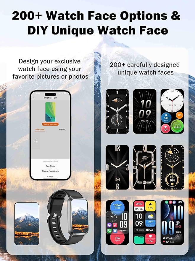 KPEP AMOLED Fitness Watches for Women Men with Stress Blood Oxygen Heart Rate Monitor Sleep Tracking 110+ Sport Modes Fitness Tracker Watch Calorie Counter Step Tracker IP68 Waterproof for Andriod iOS