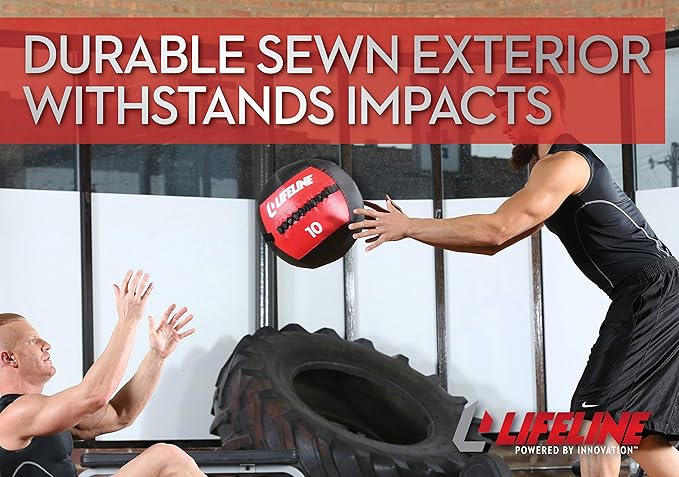 Lifeline Wall Ball Weighted Medicine Ball Core Strength with Sewn Exterior - Coordination, Stability, Cardio, Plyometrics, Crossfit