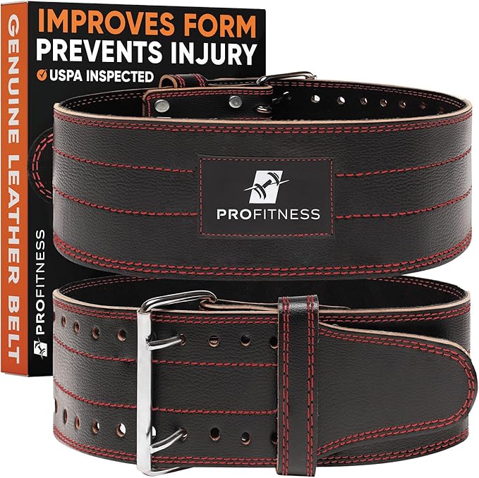 ProFitness Weight Lifting Belt (5mm Thick) - Leather Weight Belt for Men & Women - Back Support Squat Belt - Gym Belt for Weightlifting, Powerlifting & Deadlifts | Adjustable Weightlifting Belt
