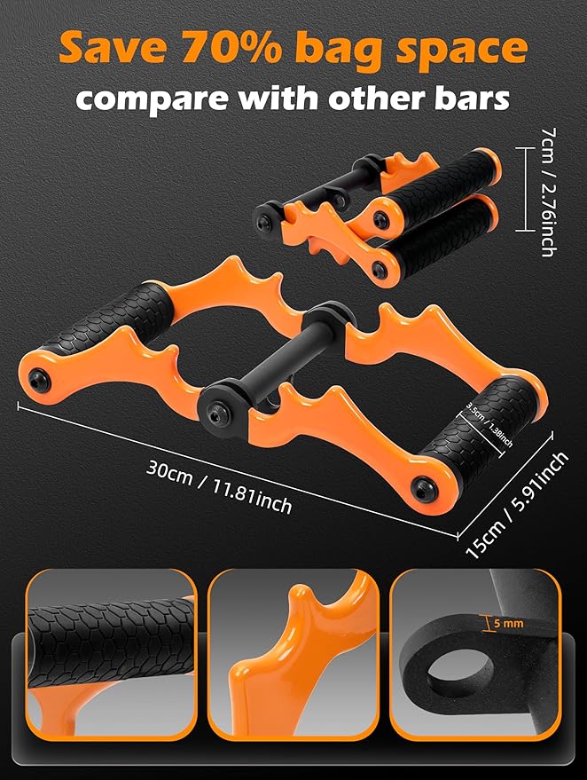 V Bar Landmine Attachment T Bar Handle for Barbell Bars，Foldable V Bar Row Handle Double D Row Handle with Rubber Coating T-Row Attachment for Strength Training Bars
