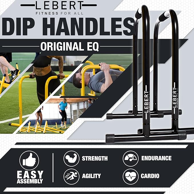 Lebert EQualizer Total Body Strengthener – Portable Dip Station for Full Bodyweight Training – Includes Hip Resistance Band & Online Coaching – Available in Standard & XL Sizes