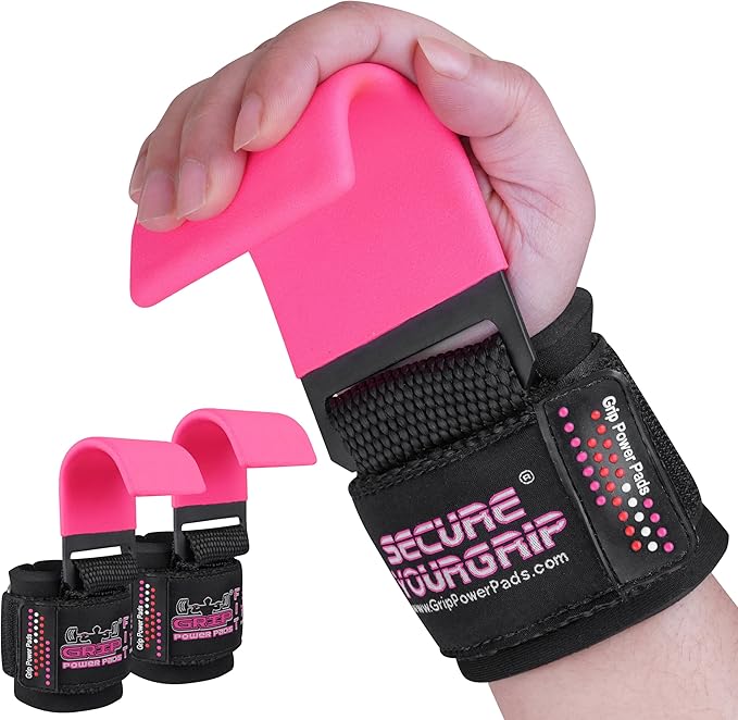 Weight Lifting Rod Hooks Heavy Duty Wrist Wraps Power Weight Lifting Training Gym Grips Straps Set of 2