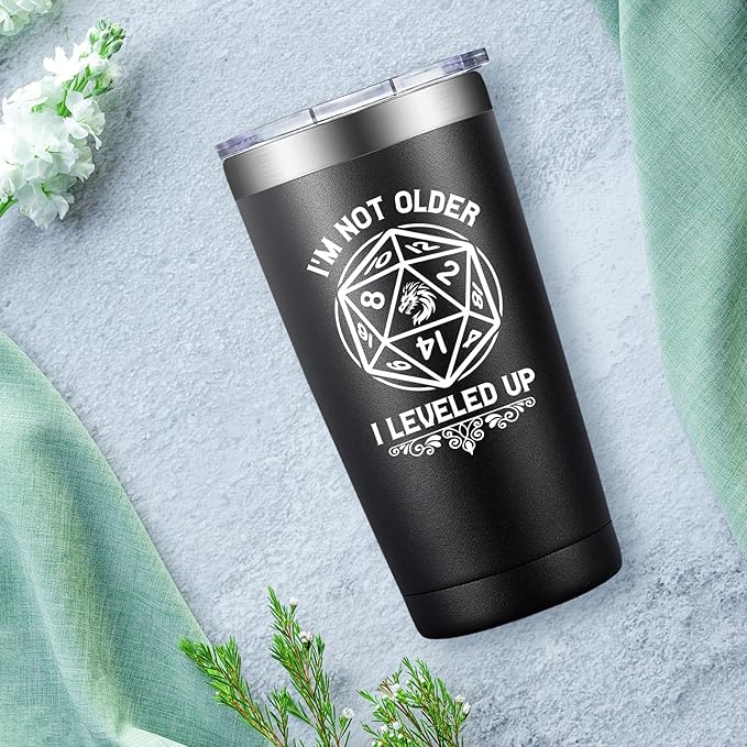Dungeons Dragons Gifts for Men, Women - DND, D&D, DM Lovers Gifts - Dungeon Master Gift - I'm Not Older I Leveled Up Tumbler Cup 20 oz