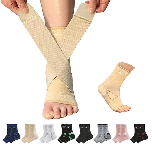 ABIRAM Ankle Brace for Men & Women - Adjustable Support & Compression Sleeve with Wrap for Sprained Ankle, Plantar Fasciitis, Achilles Tendonitis - Breathable Guard for Running, Sports, Recovery