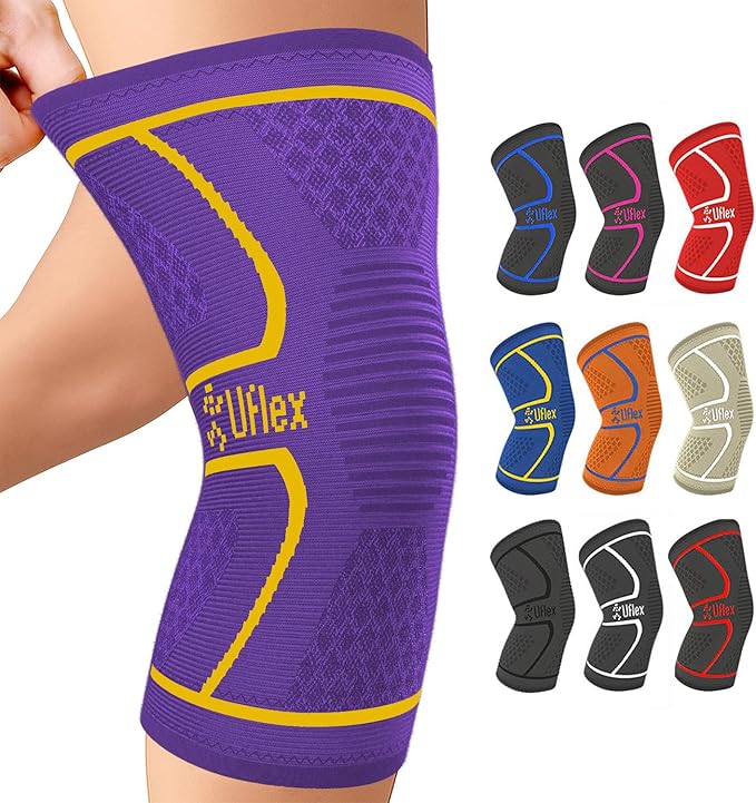 UFlex Athletics Knee Brace for Men and Women Knee Compression Sleeve Support for Arthritis Joint Pain Relief, Workout, Swelling, Sports, Circulation, Running, Recovery Support for ACL & Meniscus Tear
