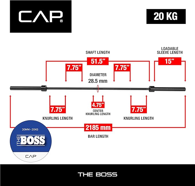 Cap Barbell 7-Foot Olympic Barbell Pro Series | Olympic & Power Bar Options