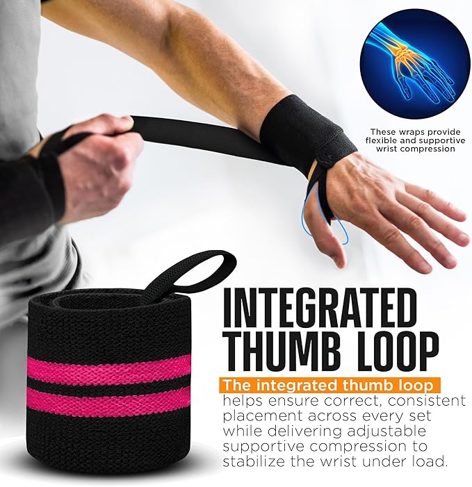 RDX Wrist Wraps for Weightlifting (Pair), IPL USPA Approved, Elasticated 18” Cotton Straps Support with Thumb Loop, Gym Wrap for Weight Lifting Powerlifting Competition Strength Training Bodybuilding