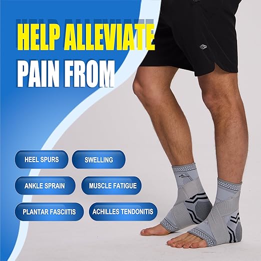 ABIRAM Ankle Brace for Men & Women - Adjustable Compression Sleeve with Wrap, Ion-Matrix Support for Sprained Ankle, Plantar Fasciitis, Achilles Tendonitis Relief - Breathable Gear for Running, Sports