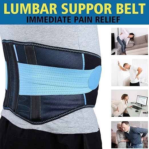 T TIMTAKBO 2.0 Version Lower Back Brace for Pain Relief, Back Brace for Lifting at Work, Lumbar Brace for Herniated Disc and Sciatica, Back Support Belt for Women Men (Blue, 3XL fit big belly 48-57")