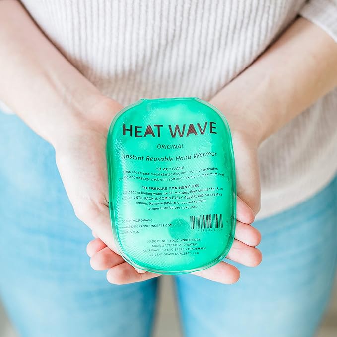Heat Wave 3x5 Reusable Click Instant Heat Hand Warmer (Small Green 4 Pack)
