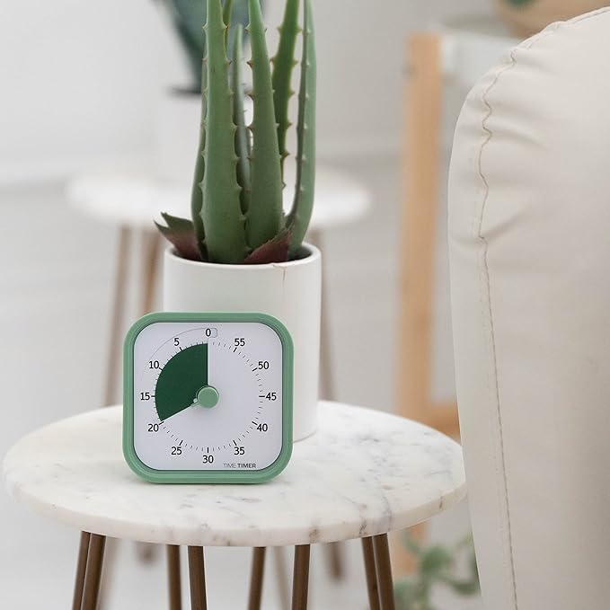 TIME TIMER Home MOD – 60-Minute Visual Timer, Home Edition, Silent Operation, for Homeschool Supplies, Study, Office & Meetings (Fern Green)