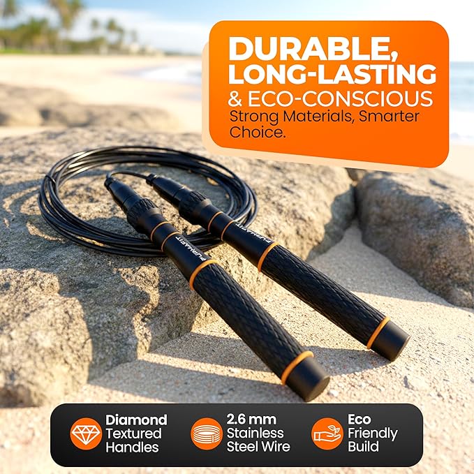 LYRA Adjustable Speed Jump Rope – 360° Ball Bearings, Steel Cable & Aluminum Handles – Fast Double Unders for CrossFit, HIIT & Fitness Workouts – Carry Bag & Extra Cable Included