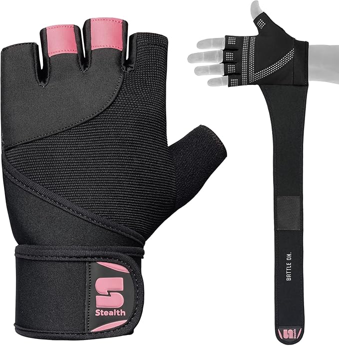 Stealth Sports Weight Lifting Gloves with Wrist Wrap Support Padded Palm Protection Exercise Gym Workout Gloves Men & Women Training Fitness Weightlifting Bodybuilding,E9