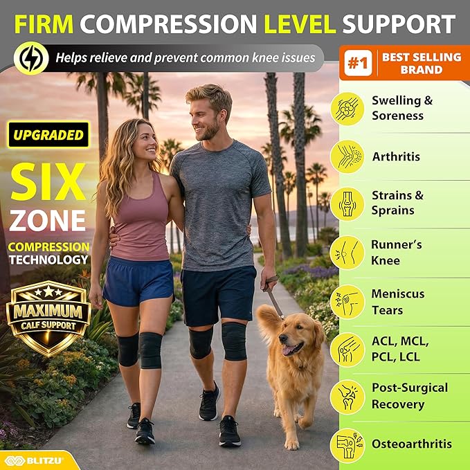 Knee Brace for Meniscus Tear 2 Pack, Knee Compression Sleeve for Men and Women, Knee Support for Arthritis, Swelling, Inflammation, ACL, Pain Relief, Running, Workout, Sports and Recovery Black M