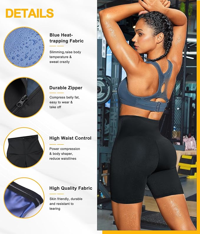 TrainingGirl Compression Sweat Shorts for Women Workout Sauna Suit Gym Sets High Waist Trainer Thigh Fat Slimmer Yoga Pants