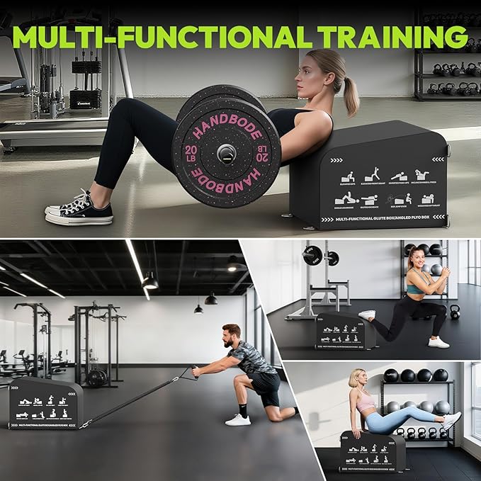 HANDBODE Hip Thrust Bench, Multi-Functional Slip-Free Hip Thrust Machine for Glute Bridge, Box Jump, Push-Ups, Squat, Ab Exercise, Suitable for Home & Gym