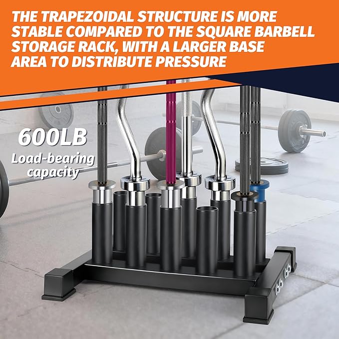 EVERYMATE Vertical Barbell Holder : Rotatable Barbell Holder Floor Stand, Heavy Duty Barbell Rack Stand Fit 2-Inch Olympic Bars, Curl Bars, Triceps Bars Home Gym Organizer Barbell Storage