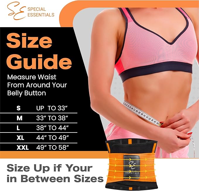 Special Essentials Waist Trainer for Women & Men Adjustable Sweat Band Waist Trimmer For Core Stability & Training Workouts